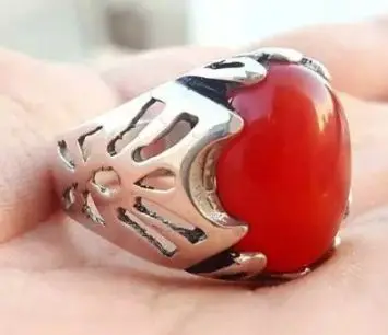 Elegant Vintage French Style Red Agate Open Ring 925 Sterling Silver Ruby Gemstone Opening Finger Ring