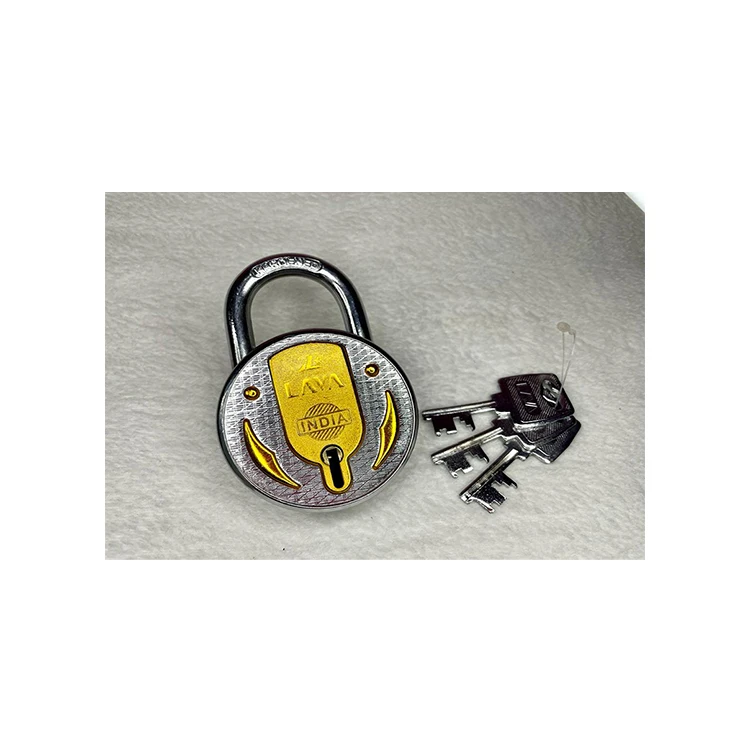 New Design High Quality Double Locking Brite SS Polish Padlock Golden Indian Supplier Selling Lava 67 Mm Doors Security Round