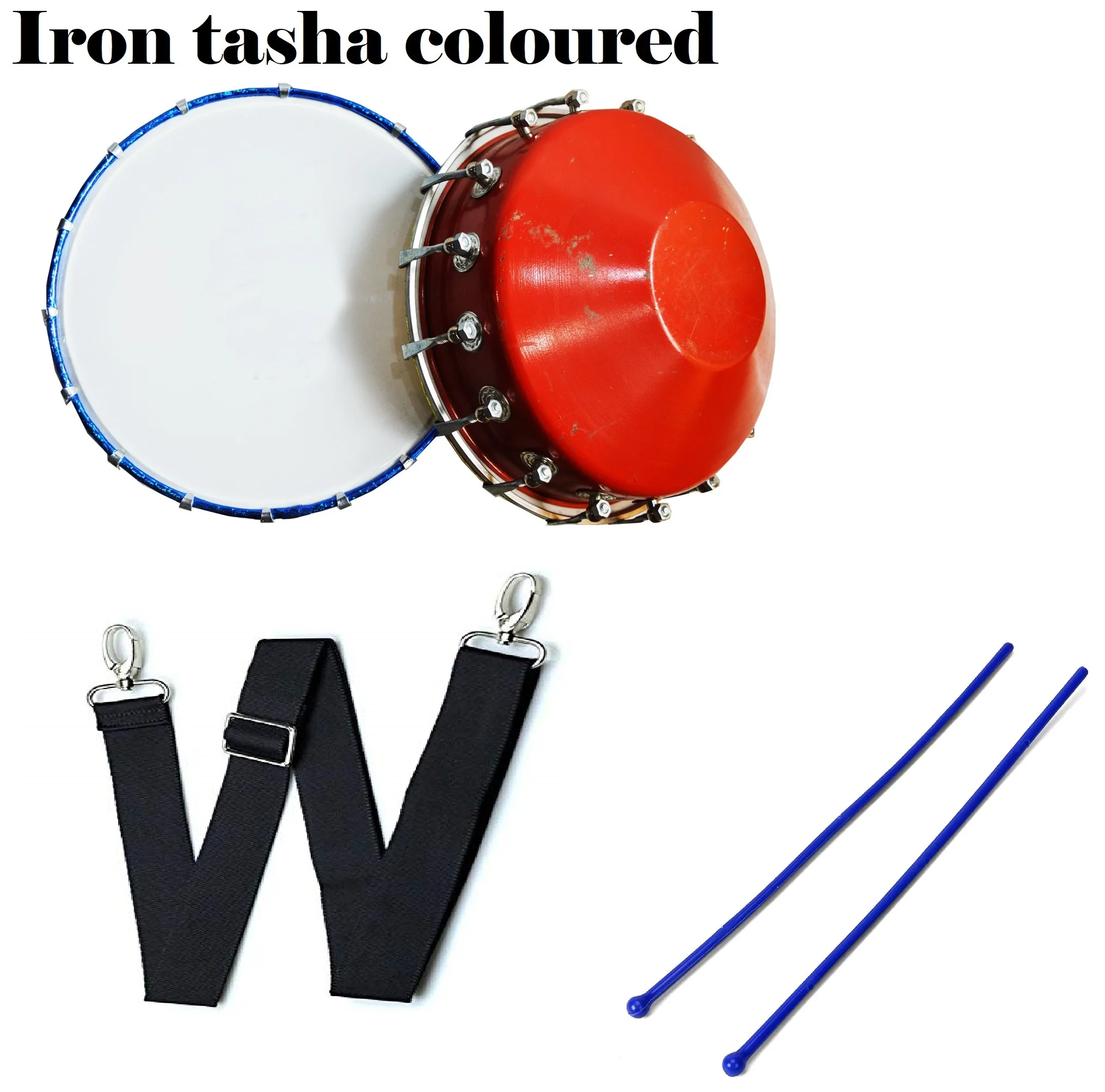 New Tasha Iron 14 Inch Iron Dhol Tasha Percussion Musical Drum Best Quality Tasha Iron with Stick And Belt By Sonorous Exports