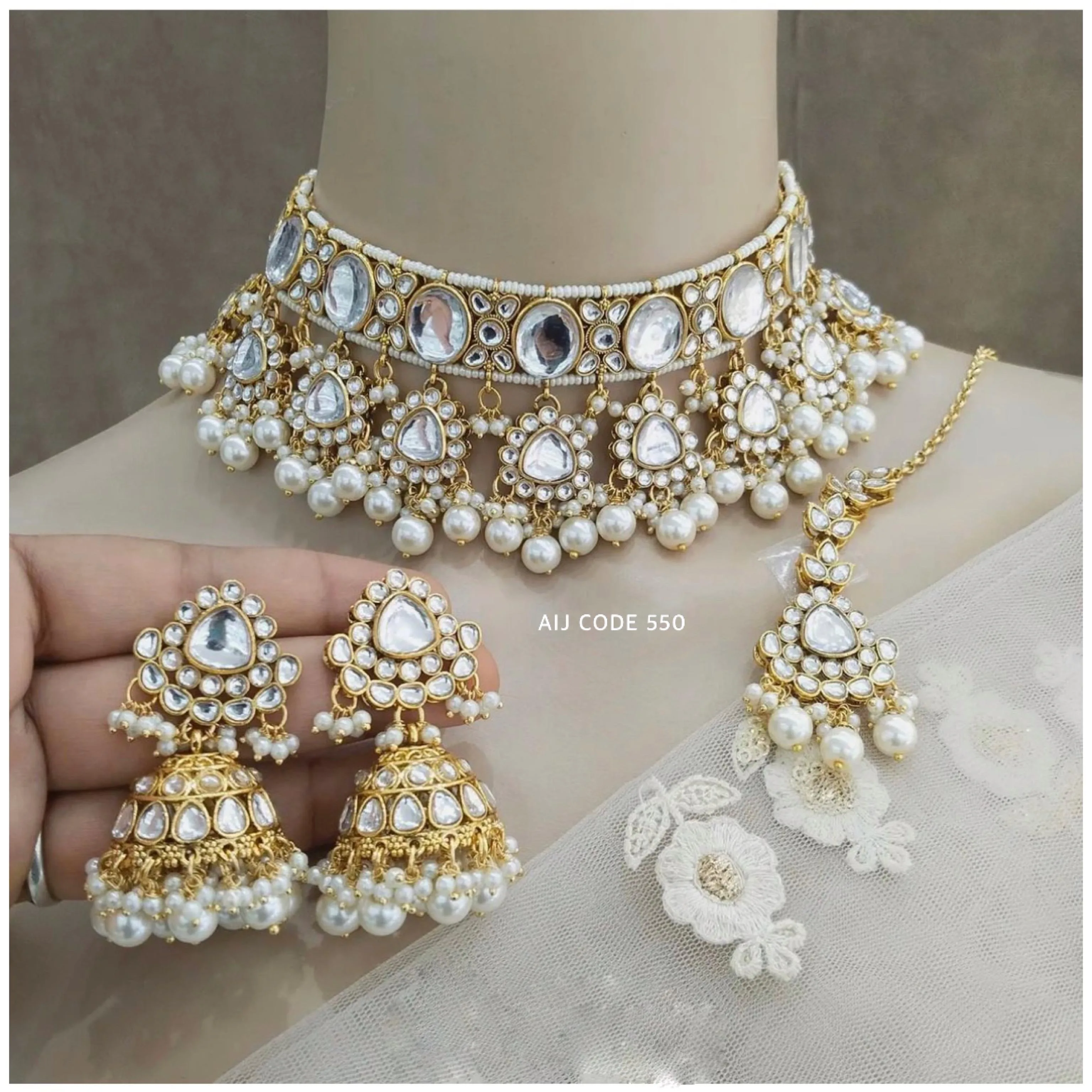 Exquisite Traditional Indian Designer Bridal Wedding Jewellery Set Wholesale Export from Indian Exporter Including Necklaces