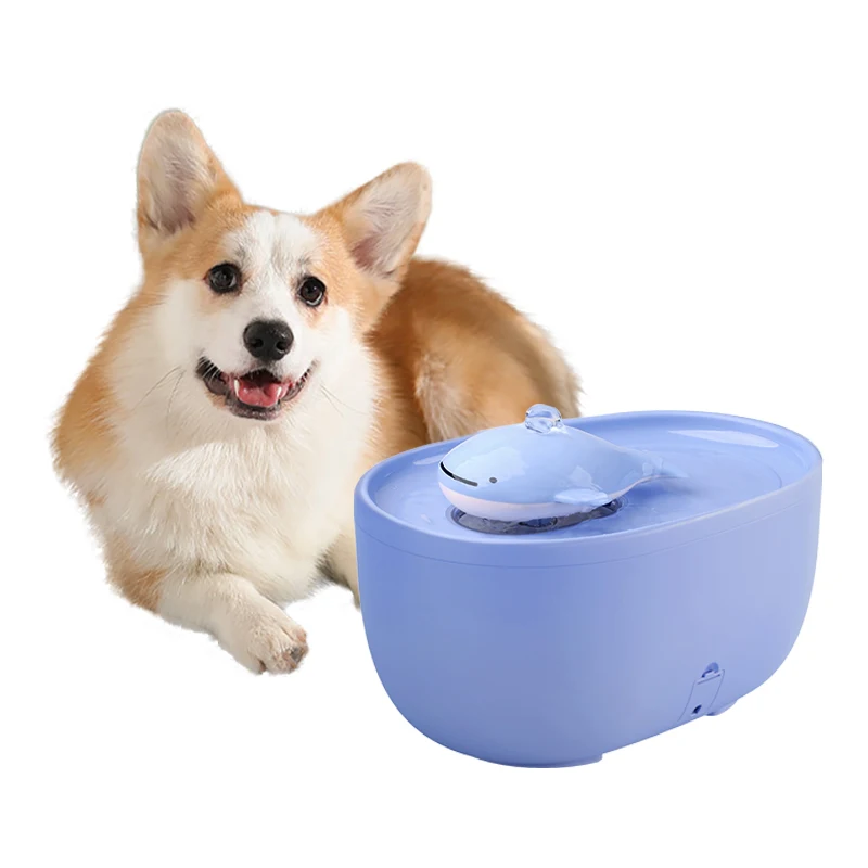 Whale Shape Cat Water Fountain, 68oz/2L Cat Fountain Water Bowl with LED Light, Automatic Pet Water Fountain for Cats Inside