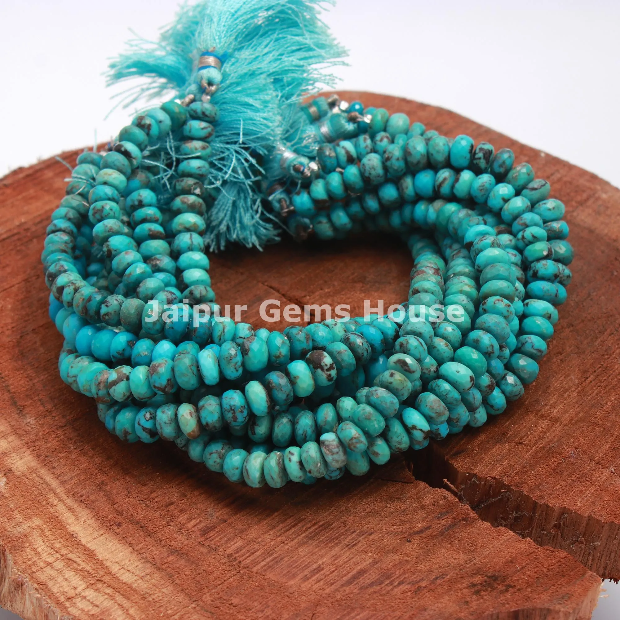 Best Seller Natural Arizona Turquoise Faceted Rondelle Beads 7-8 mm Turquoise Gemstone Beads for DIY Bracelets Necklaces Jewelry