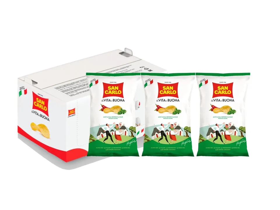 San Carlo spicy and fresh italian potato chips mint&chili flavor gr 150 regional taste