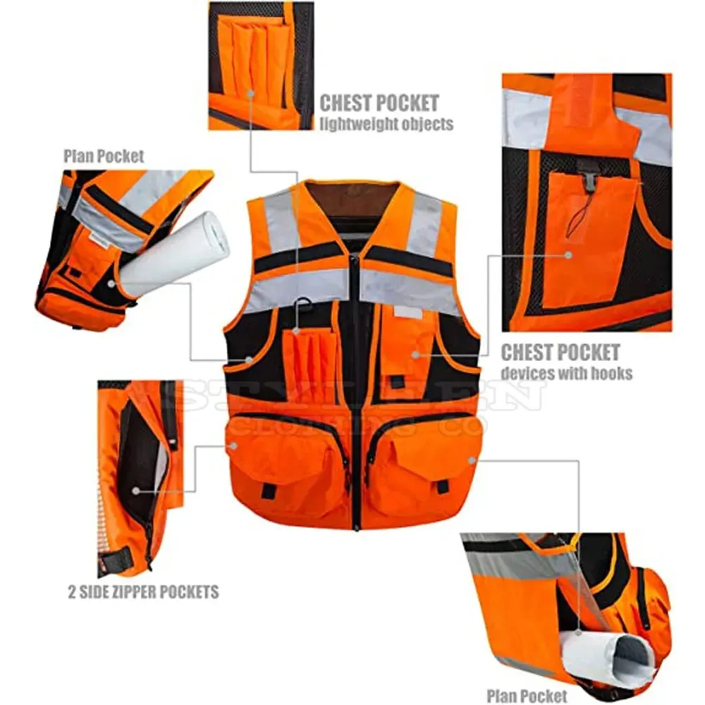 Hi Viz Safety Vest Factory Supply Work Wear High Visibility CE certificated Reflective Tape Premium Safety Vest