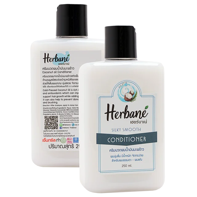 Cold-Pressed Coconut Oil Conditioner Thailand Herbal Vitamin E Antioxidants Gel Base Naturally Strengthening Moisturizing 250 ML