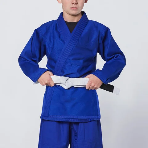 Индивидуальные Простые 100% хлопковые профессиональные BJJ Gi обучение дзюдо карате кимоно для детей необходимое синее Бразильское джиу-джитсу