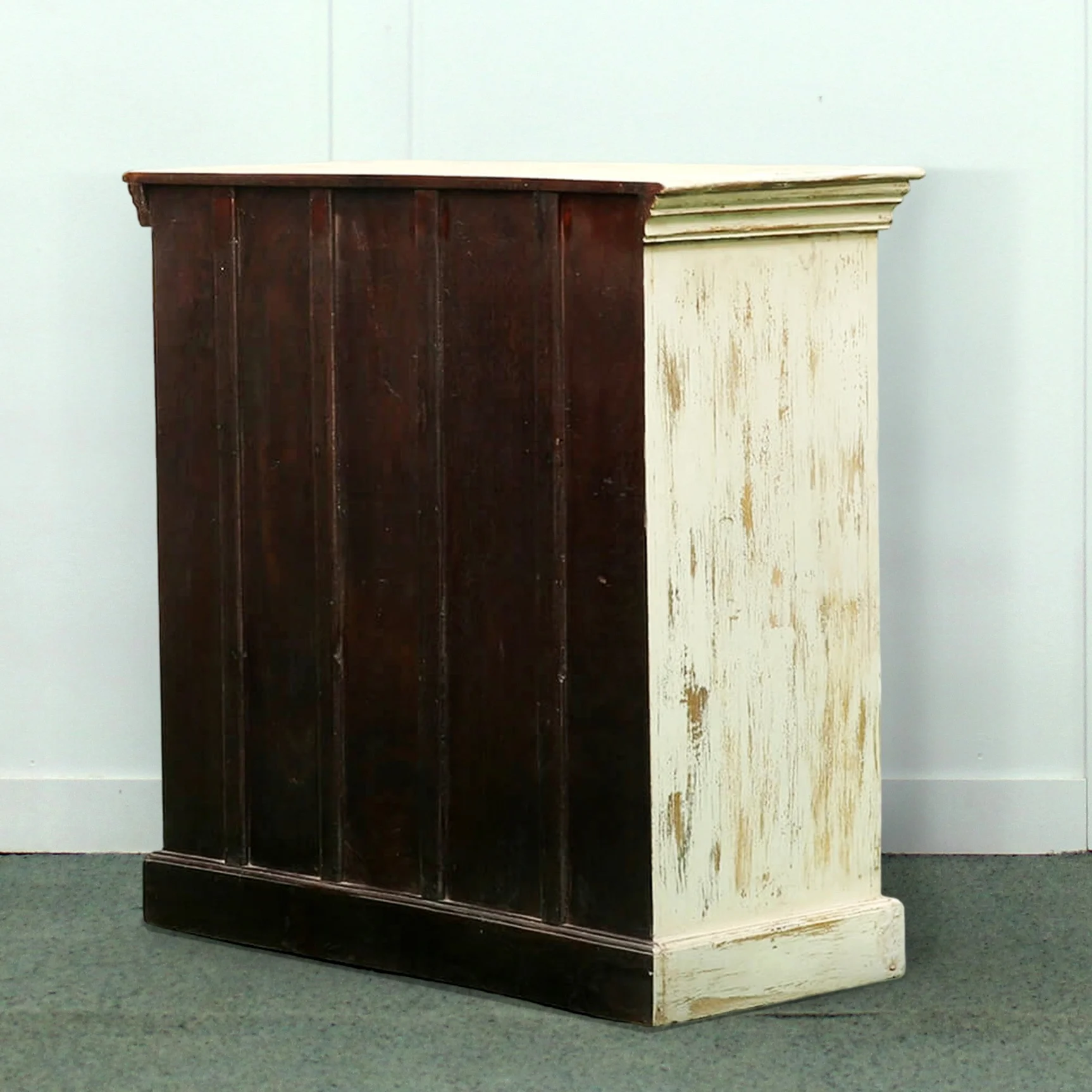 Distressed White Wash Farm house Look Shabby Chic Solid Mango Wood Two Door Storage Cabinet Sideboard Hand Carved Handmade