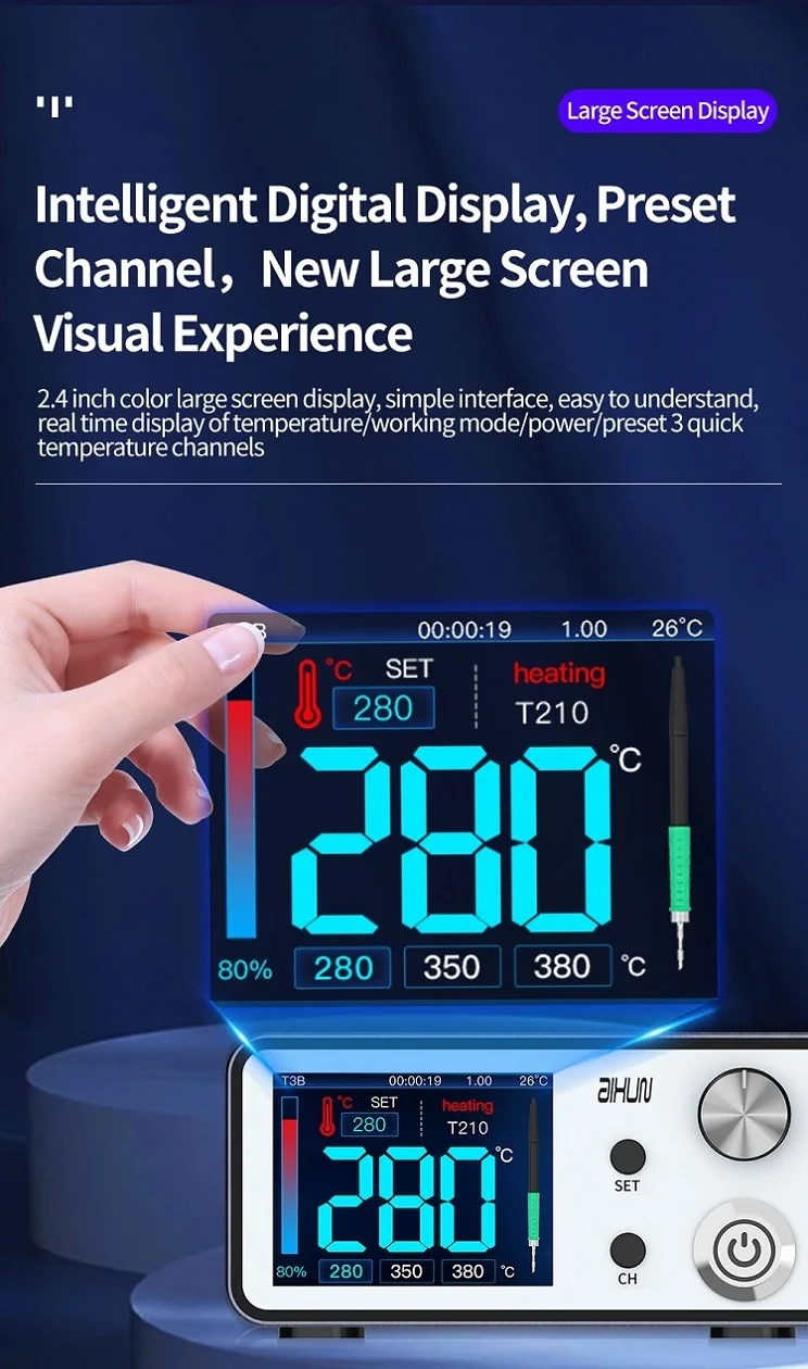 JCID AIXUN T3B T3A Intelligent Soldering Station With T115 Series Handle Welding Iron Tips Electric Set for SMD BGA Repair