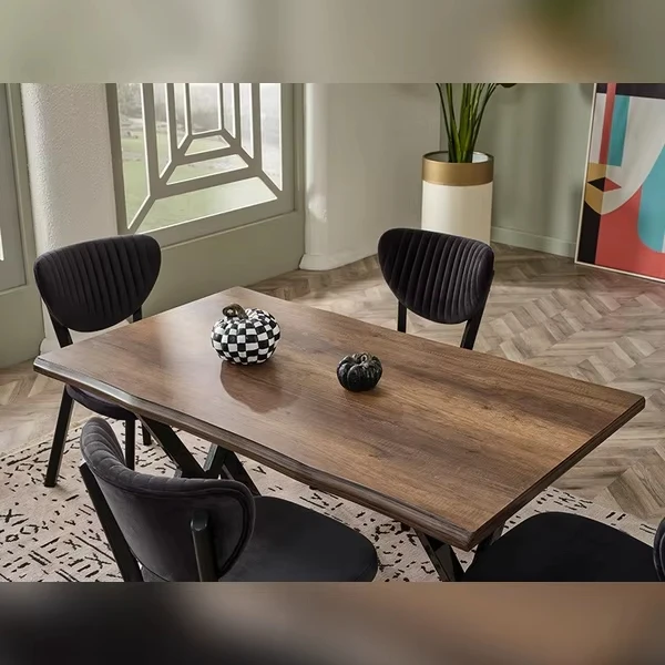 First-Class Quality And Durable 80*140 MDF Veneer Table With D (Apple) 6 Chair Set from Turkey for Home Use