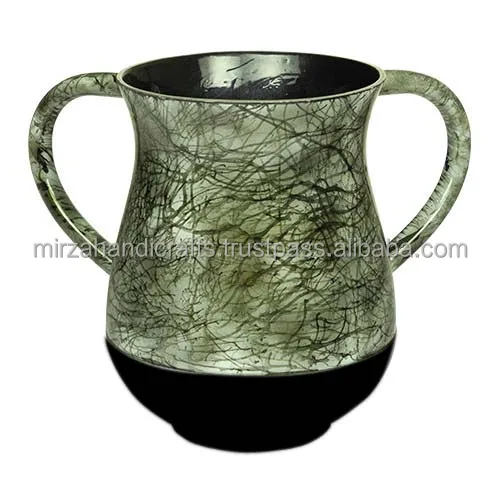 Wholesale Custom Judaica gifts Wash Hand Ceremony Wash Cup Stainless Steel Made in Israel Marbleized With Black Bottom