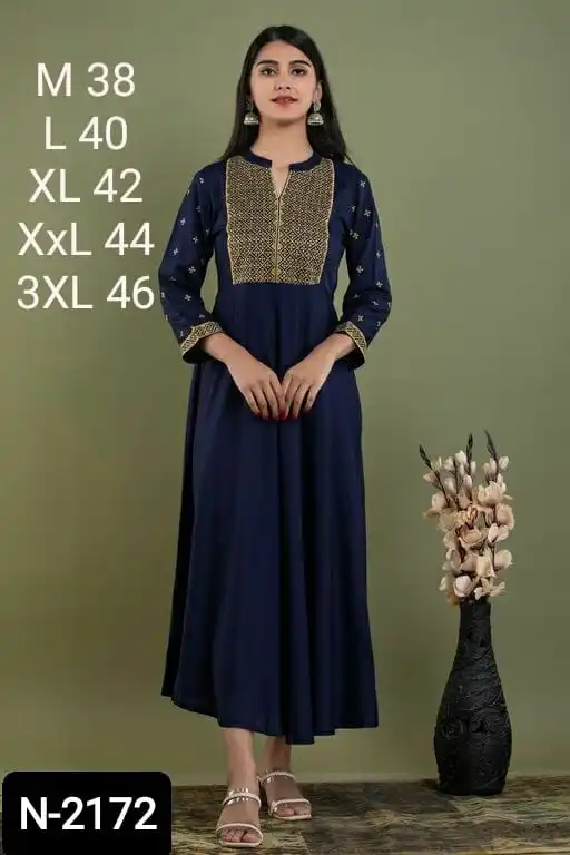 Latest Designer Indian Ethnic Wear Poli Rayon with Embroidery Work and Full Stitched Women Wear Kurtis for Party and Casual Wear