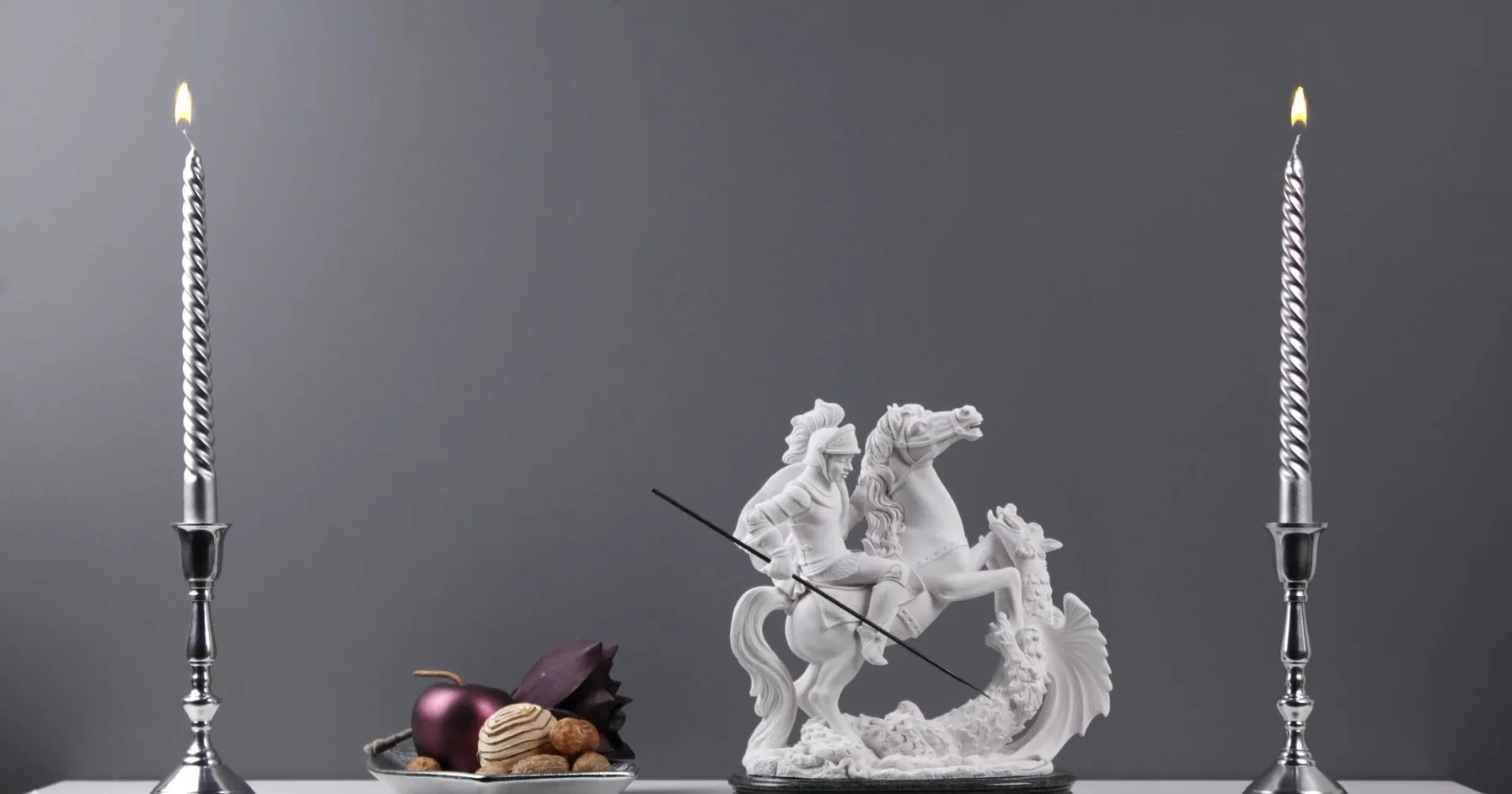 High-Quality Large Marble Statue Saint George Killing Dragon Sculpture