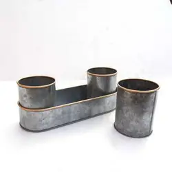 home and garden planter set with branded logo engraving jink color metal vase planter