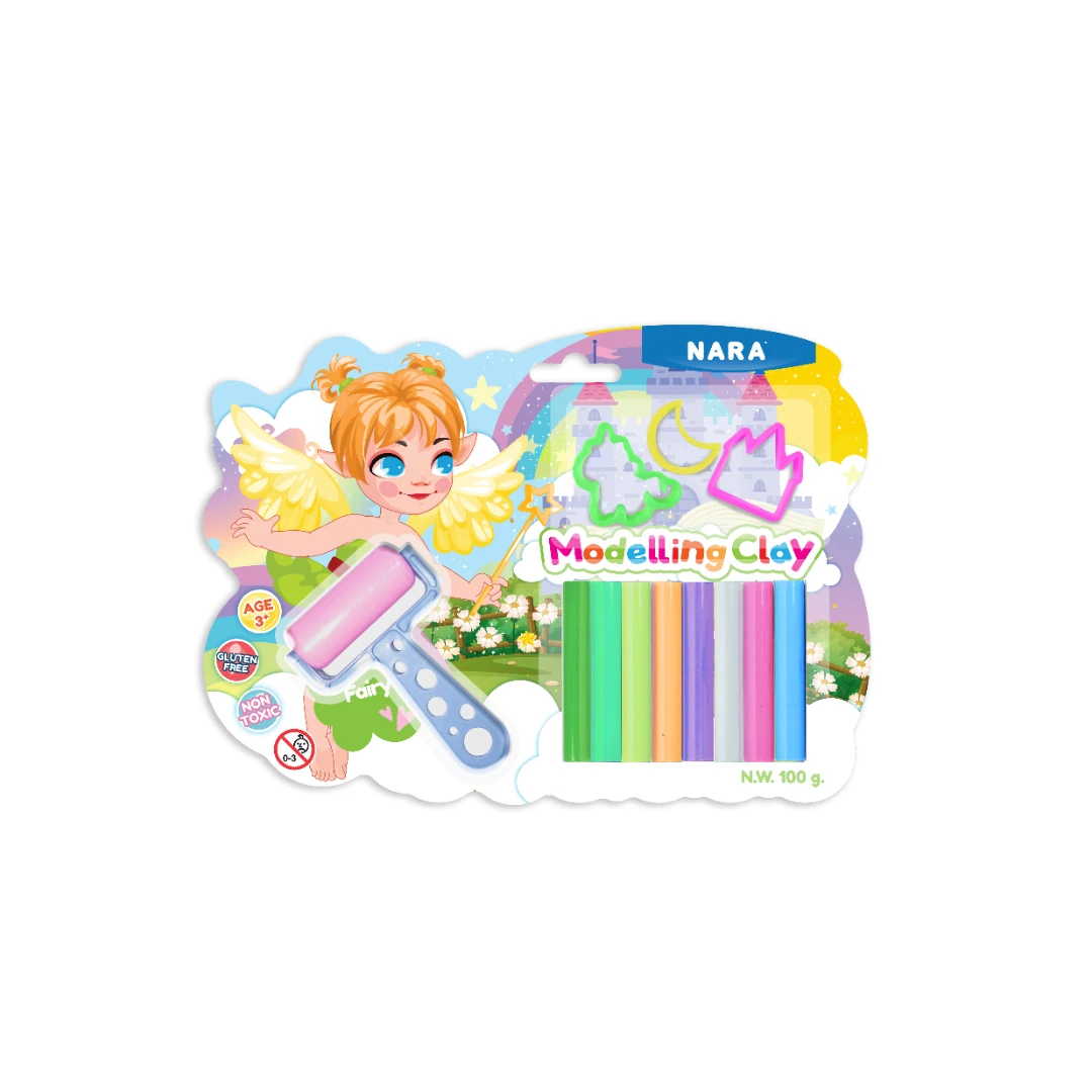 Educational Toys Modeling Clay Fairy Tales Set- Fairy 100 g. of 8 Modeling clay Pastel colors,Cute 3 Cutters Molds And Roller