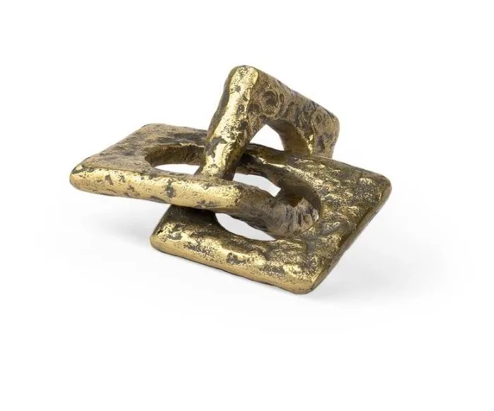 Metal Antique Gold Hammered Interlinked Patterned Decorative Object (Small) BY WB INC INDIA