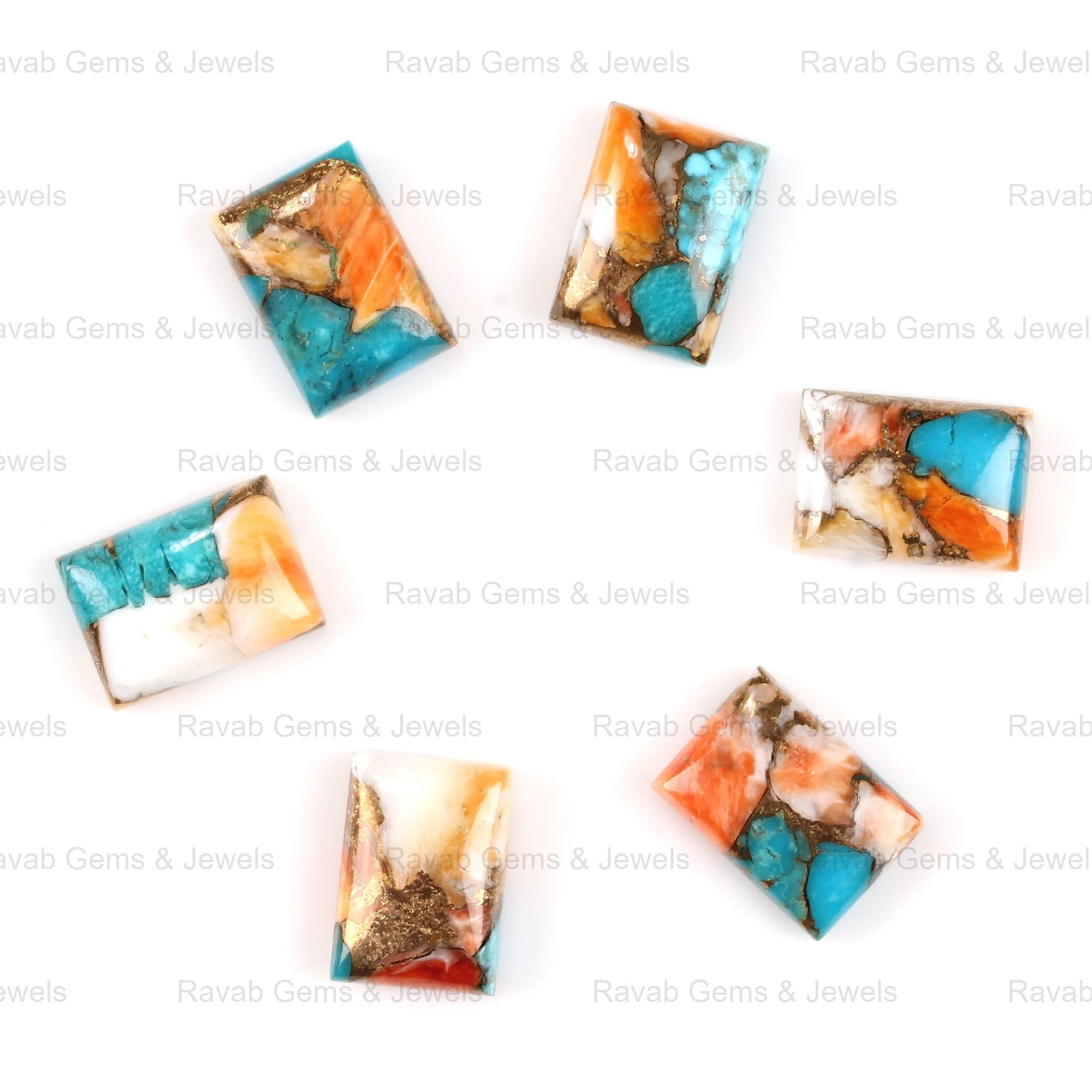 Драгоценный камень с плоской спинкой 12x20 мм