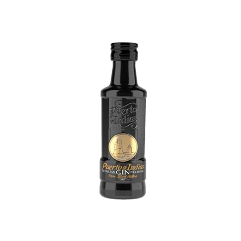 Gin Puerto de Indias Pure Black Edition Premium Dry Gin Alcoholic Beverage plastic Plastic Liquor 5cl 40%