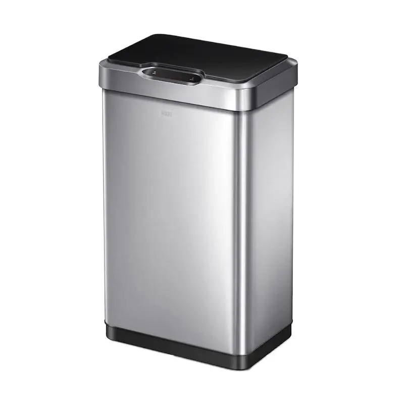 EKO -T 50 Liter / 13.2 Gallon Touchless Rectangular Motion Sensor Trash Can, Brushed Stainless Steel