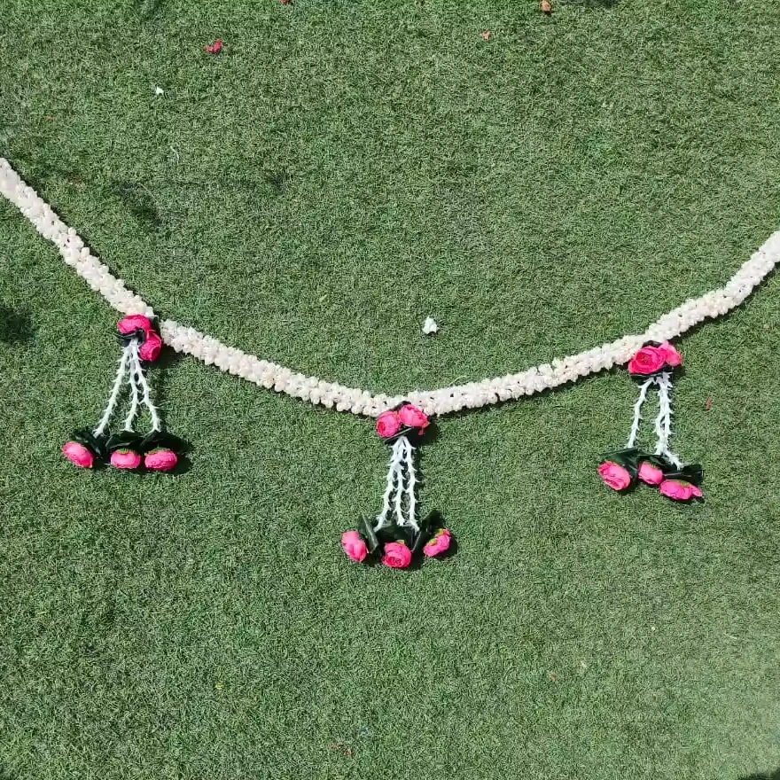 Handcrafted Toran Door Hanging, Gifts,Tuberose And Rose Bunch Home  Wall Decoration Indian Festive Diwali Vibes Pooja Door Decor