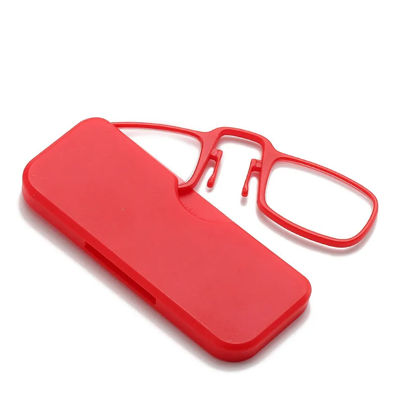 Wholesale Unisex Portable Ultra Thin Presbyopic Glasses Mini Clip Nose Bridge Reading Glasses with Case
