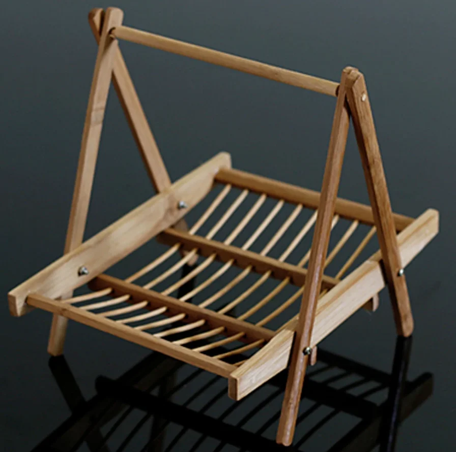 Bamboo Folding Basket Handmade Craft Food Drying Rack for Fruit  Sushi Lettuce Holder Tray