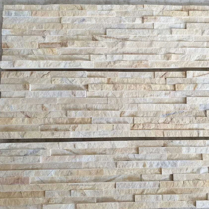 Yellow Marble Wall Cladding Panel  With 10 Lines