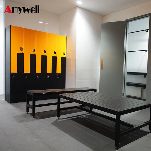 Amywell 12mm hpl 3 tiers lockers waterproof hpl 9 door locker with electronic lock