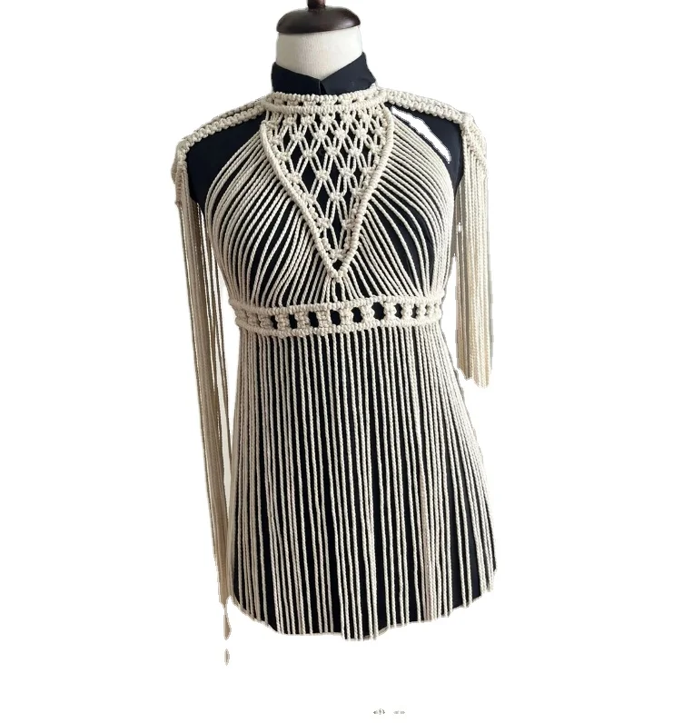 Birthday Party Handmade Dress festival costume  Beach wedding dress Macrame dress festival outfit