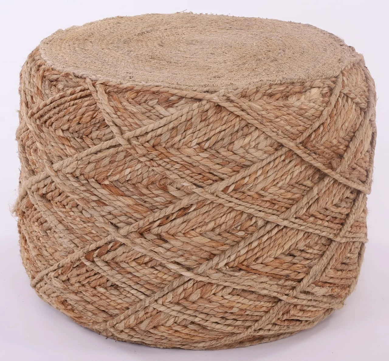 Latest trending home decor eco-friendly easy moving washable round poufs Jute Polyester stool round pouf modern ottoman poufs