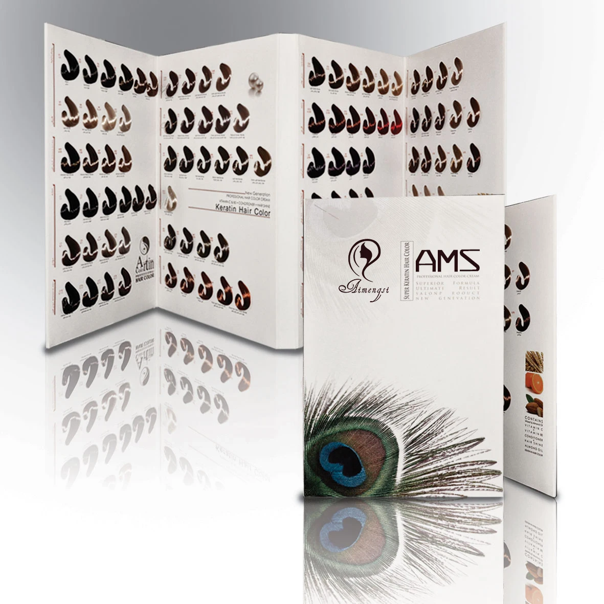 OEM Hair Color Chart Book Mixing Design Hair Dye Swatches Ring Shade Silky Display Professional Salon