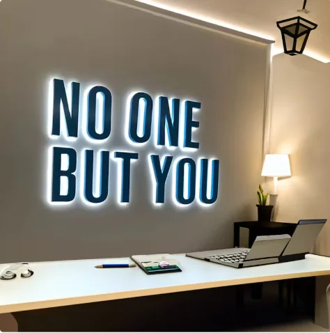 Wall Decor Illuminated Custom Logo Sign 3D Backlit Metal  Logo Sign for Business