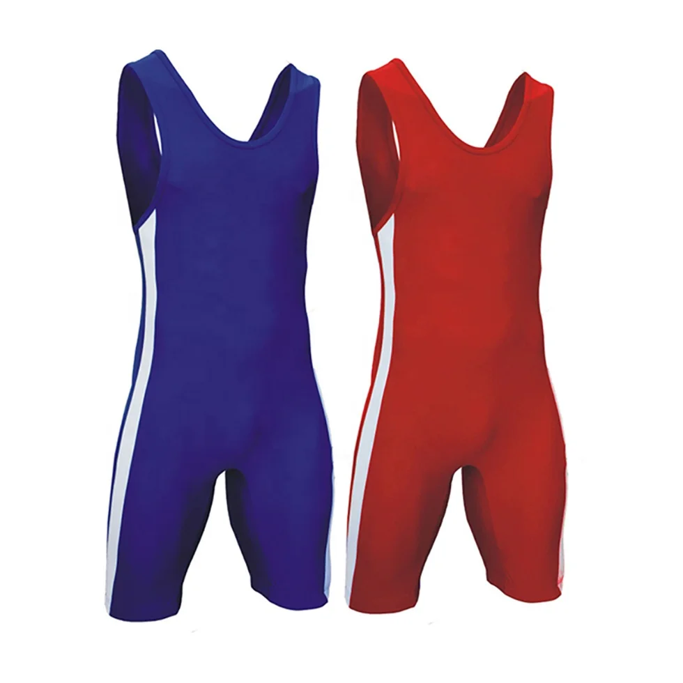 New Custom Design Apparel Wholesale Quality fabric Spandex / Polyester OEM workout singlet with side panel breathable wrestling