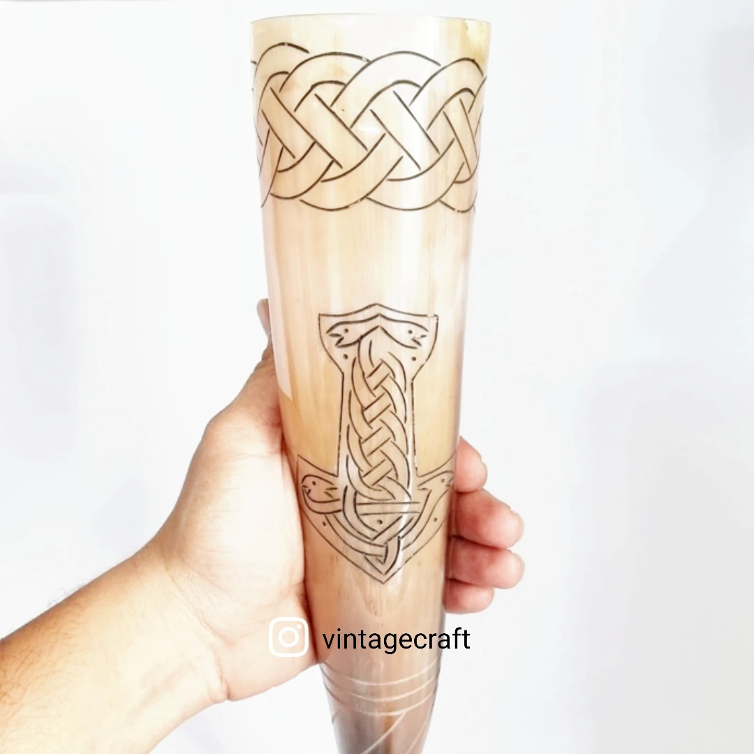 New  Viking Ship style Carved Viking Drinking Horn Handcrafted drinking horn Beer Mead Ale Customized Hand Carving
