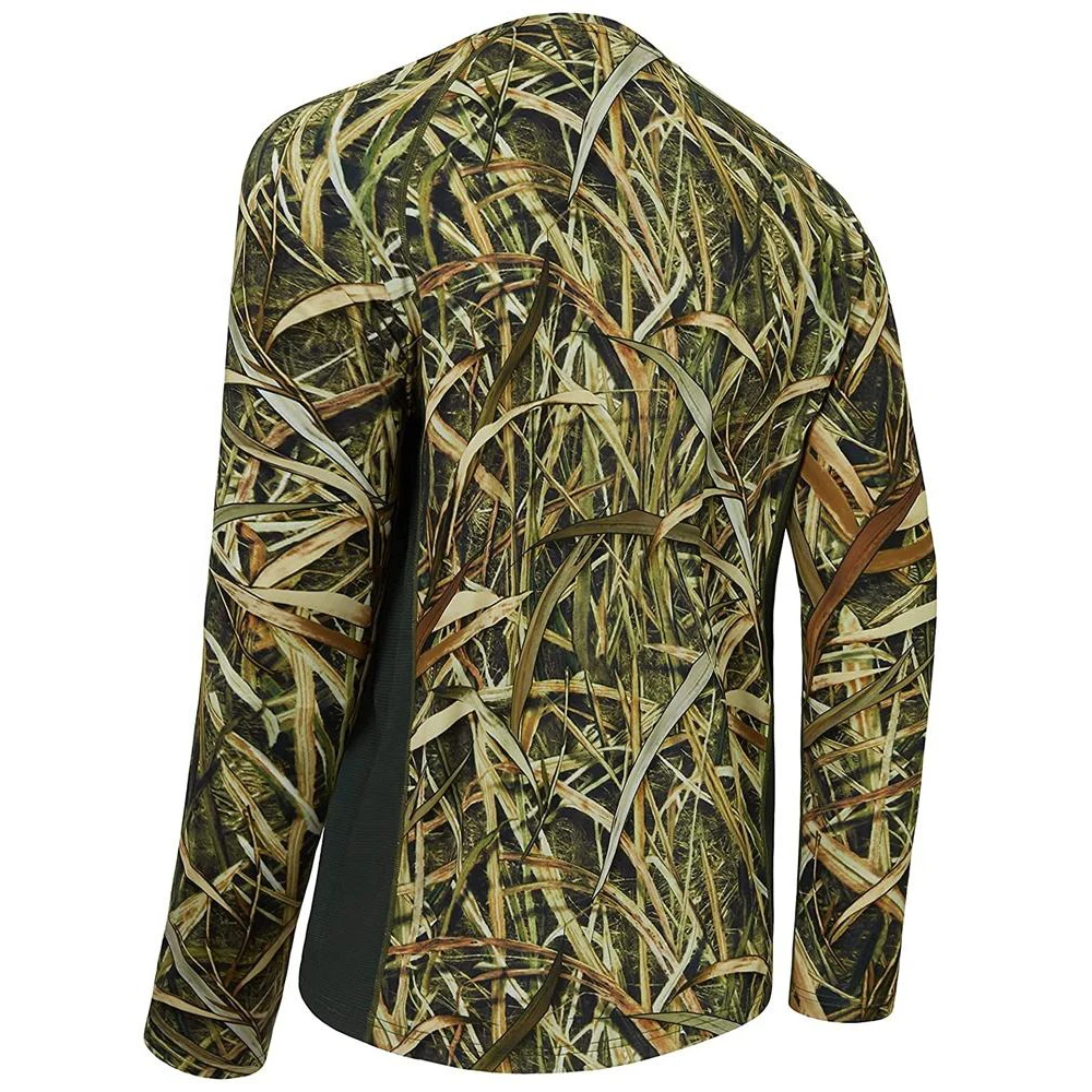 2023 Summer Men Stretchable Elastic Camo Jersey High Quality Long Sleeve Hunting Shirts Men Camouflage Hunting Clothing