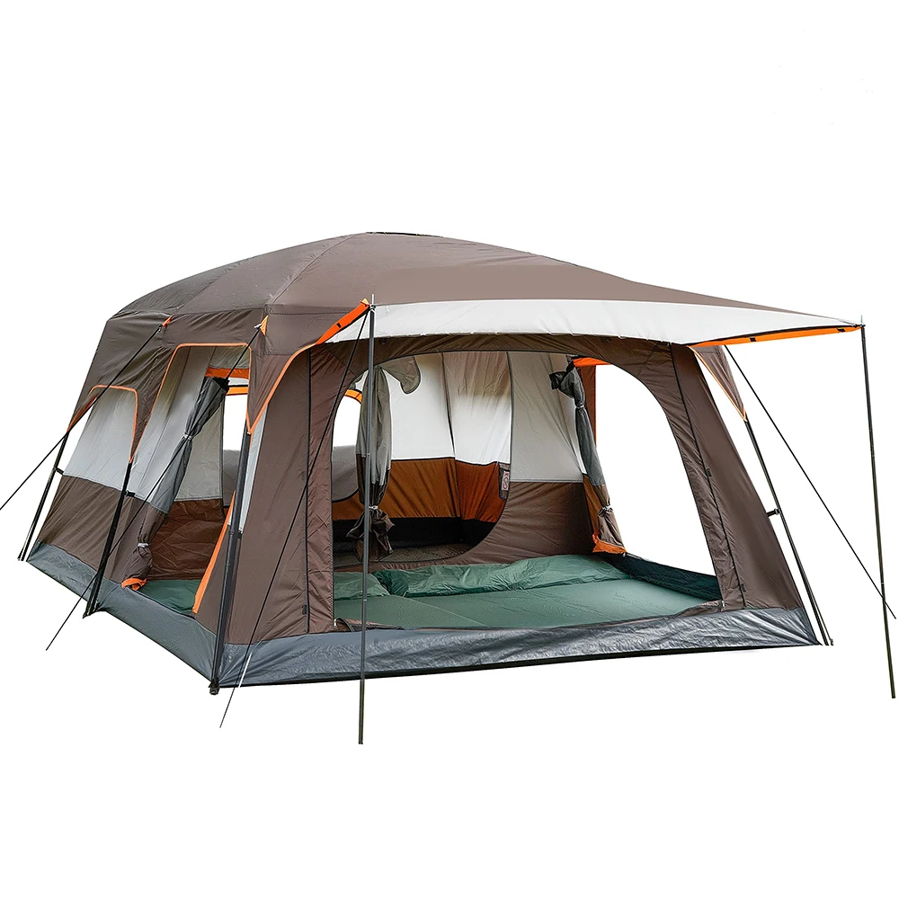 Best-Selling Large Family Camping Tents 8-12 Persons Waterproof Outdoor Family 3 Rooms,210D Oxford Tent House Camping