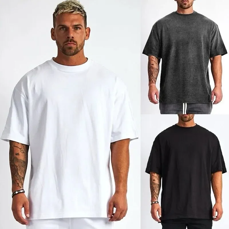 Custom Wrestling Printing Crew Neck T Shirt Premium Blank Drop Shoulder Acid Wash Manufacturer SHORT SLEEVE BOXY T SHIRT