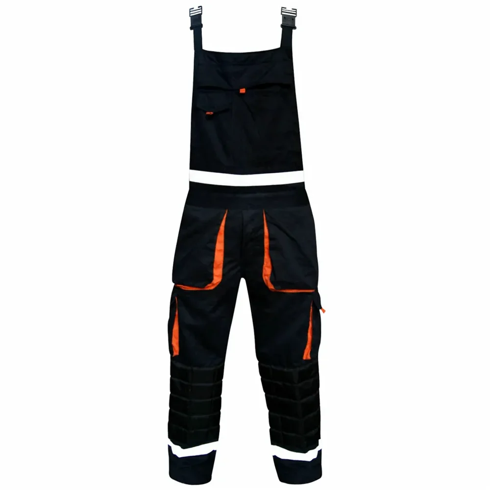 Mach 2 Mens Kneepad Bib & Brace Work Dungarees Overalls Blue, Black, Grey Work Uniform Worksuits Coverall