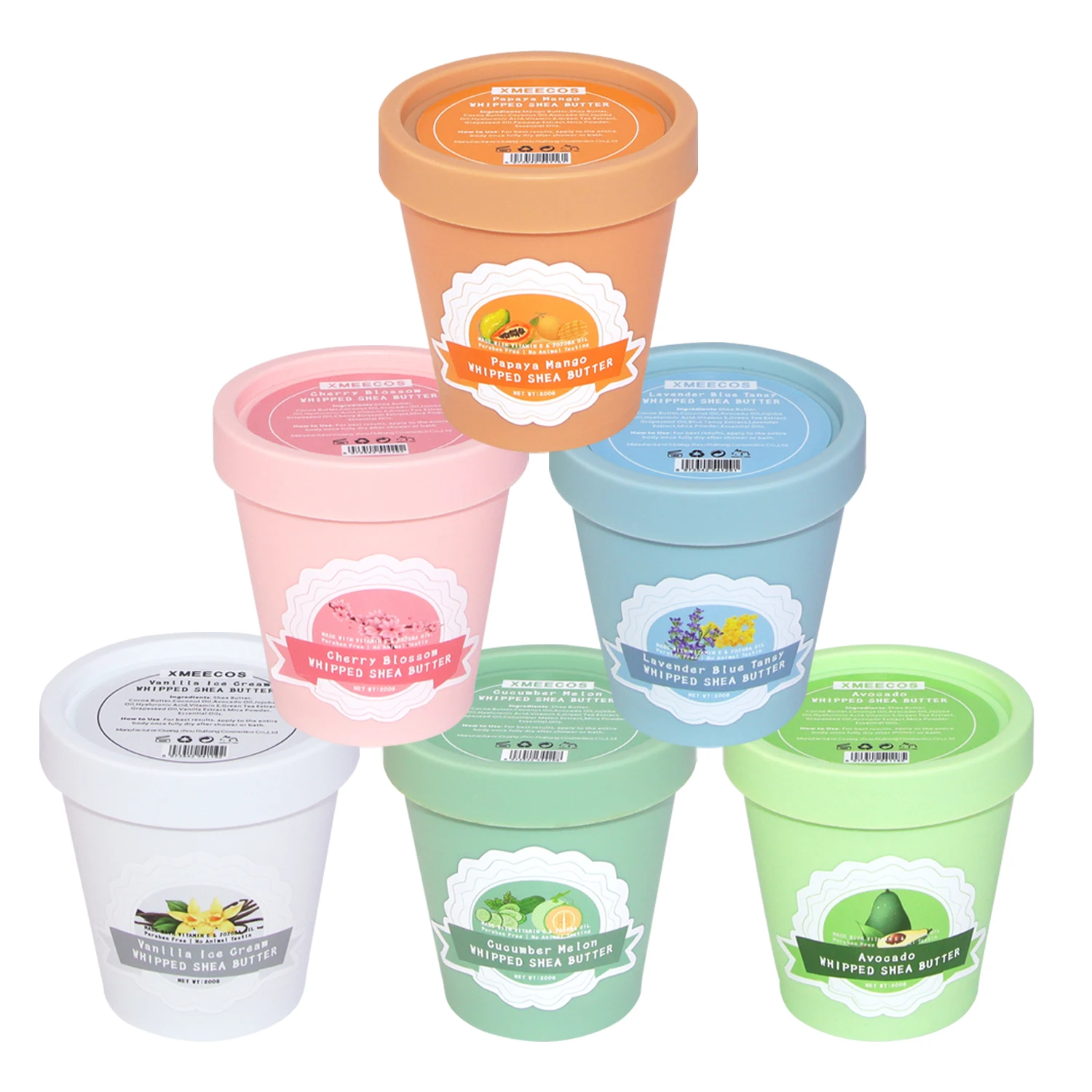 Private Label Organic Mango Avocado Cucumber Moisturizing Body Lotion Natural Whipped Shea Body Butter