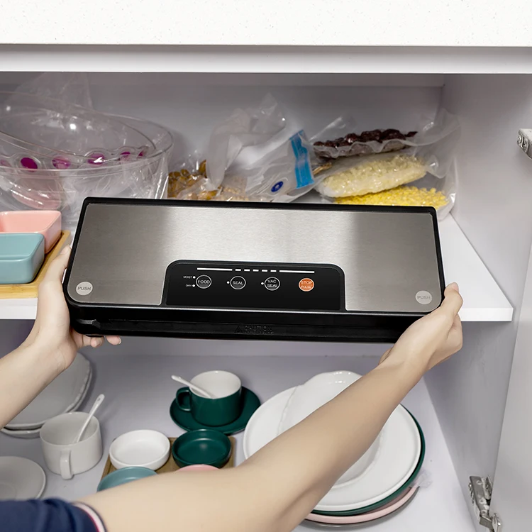 Food Vacuum Sealer with Built-in Cutter and Roll Bag Storage for Dry and Moist Food Preservation Starter Kit for Food Storage