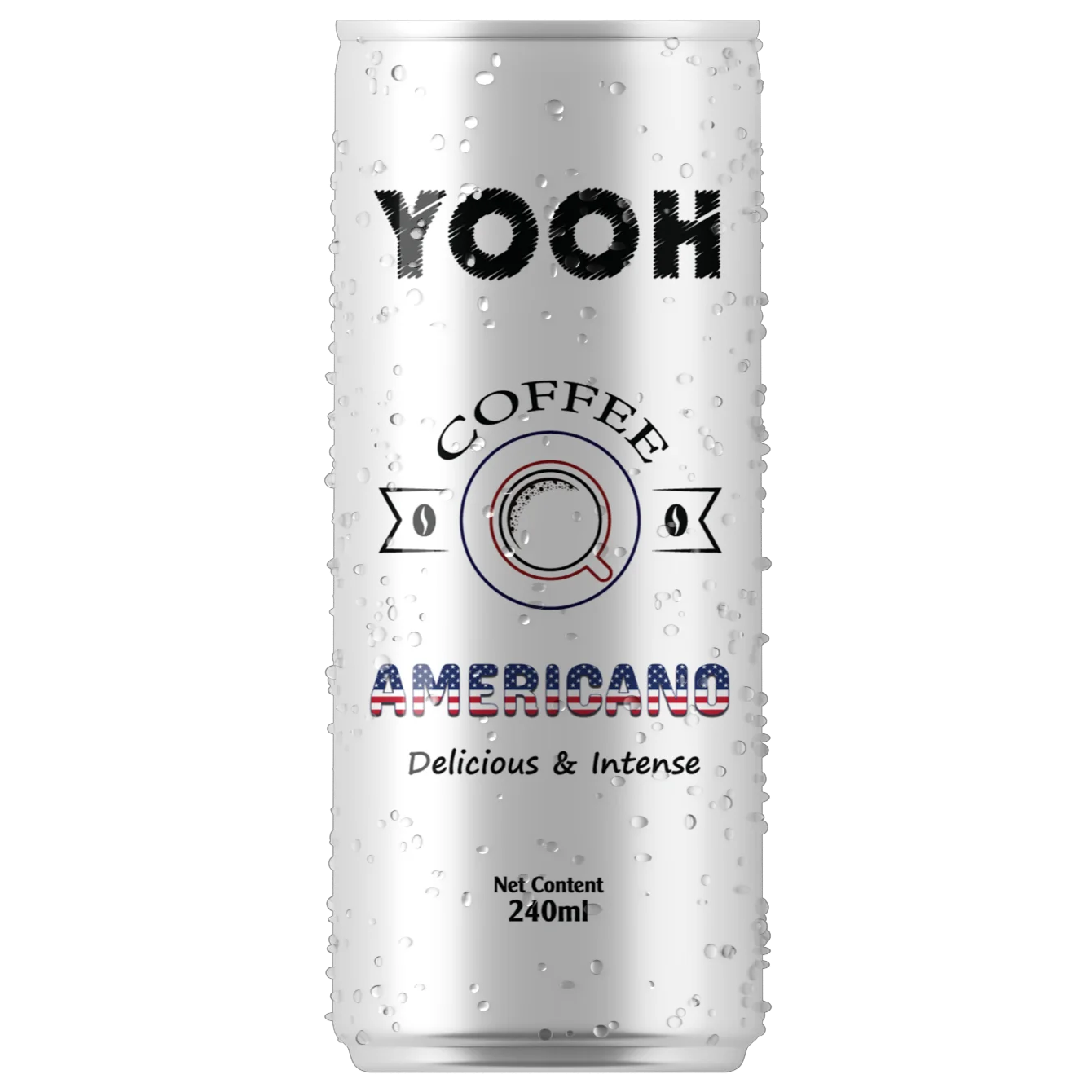 Фирменный бренд YOOH AMERICANO кофе 240 мл тонкая банка с мягким вкусом латте порошок Сертифицированный халяльный коробка кофеином оптом экспорт