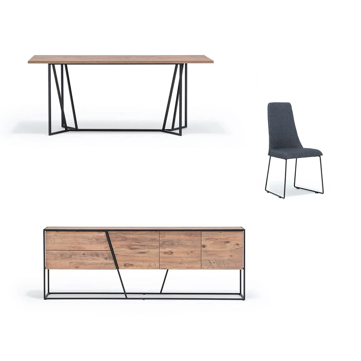 Minimal stylish New Modern Dining Room Set Foshan Style Dining Room Furniture Set Table Chairs Console Cabinet (iDER Siena)