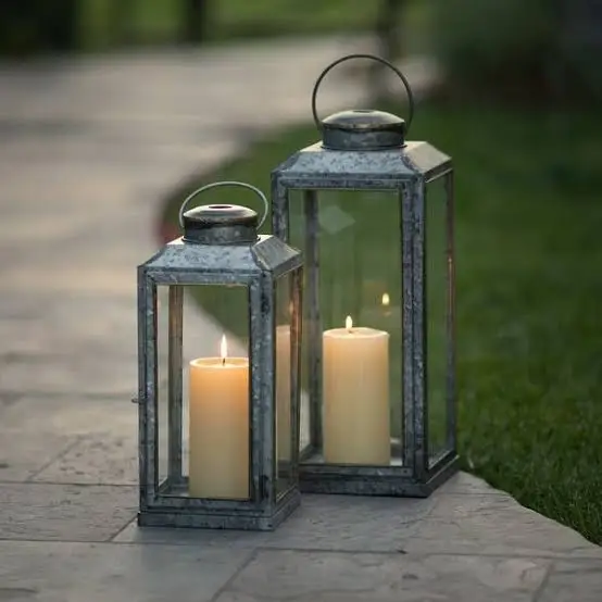 Industrial Creative Vintage Candle Galvanized Lantern Home Decoration Candle Lantern Miniature Home Decor Art Gift Gua