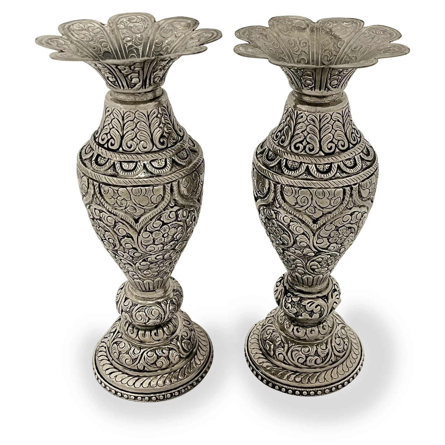 Best Selling Silver Antique Decorative Flower Vase 9.5 Inch Handcrafted Products Manufacture in India Wholesale Prices