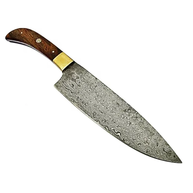High Quality Custom Handmade Japanese Damascus Steel Kitchen Chef Knife Stainless Meat Vegetable Cutting Knife Leather Sheath