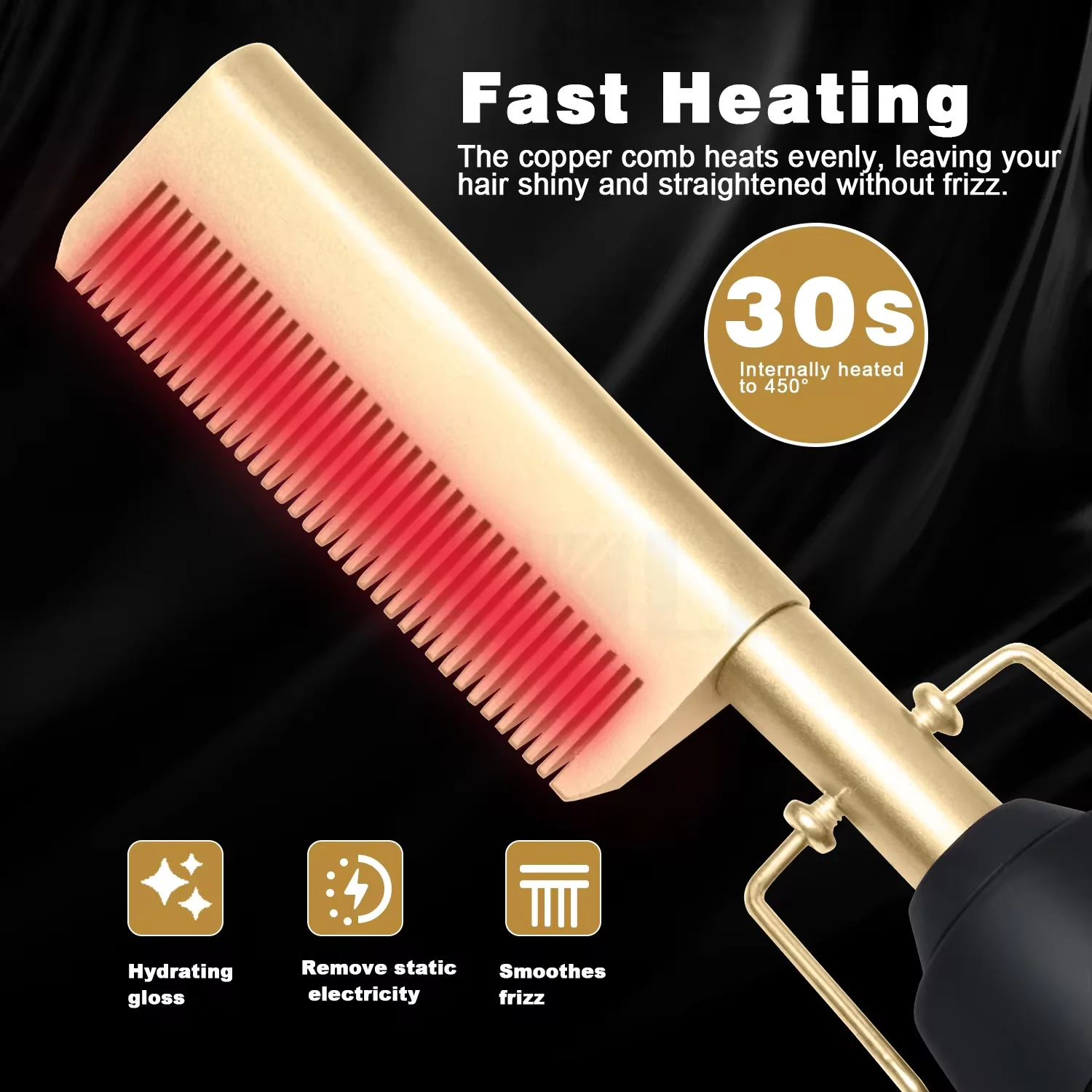 Wet Dry Use Hair Flat Irons Hot Heating mini LCD digital display Comb Private label hair brush