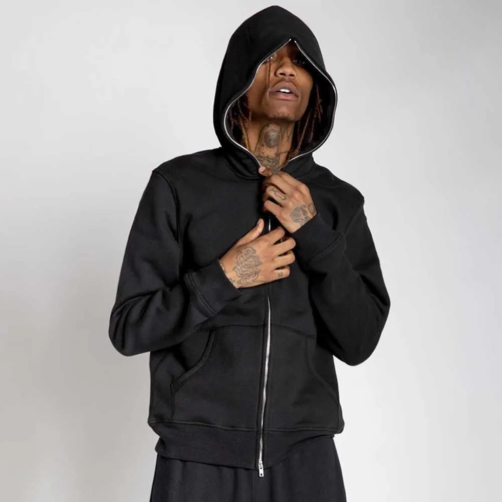 Custom LOGO Men Zipper Hoody Fashion Casual Hip Hop Sports Full Face Zip Hoodies Tops Full Zip Up Hoodie