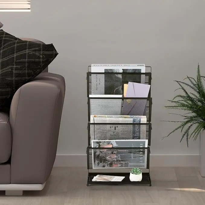 File Racks Letter Trays 6 Tier Wire in Tray Hanging Wall File Holder Document Folder Organizer Literature Magazine Rack-black