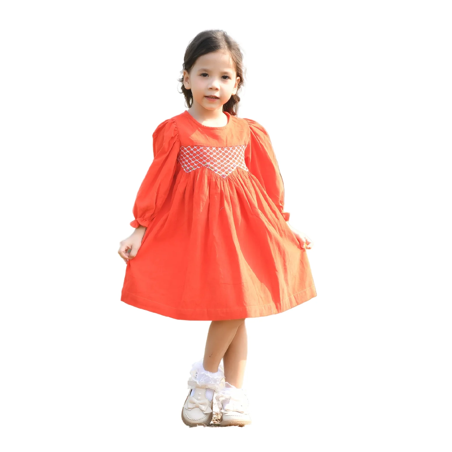 New Arrivals Wholesale Smock Christmas Dresses For Kids Little Girls Sleeves Girls Party High Quality Clothes Baby Girl OEM ODM
