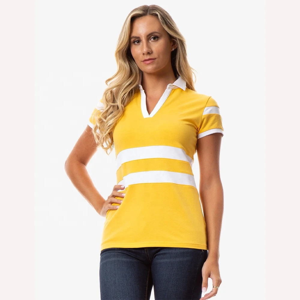 Custom Wholesale Cheap Price Polo T-Shirt For Girls Polo 100% Cotton V Neck T Shirt Women Casual Customized Short by Tricut