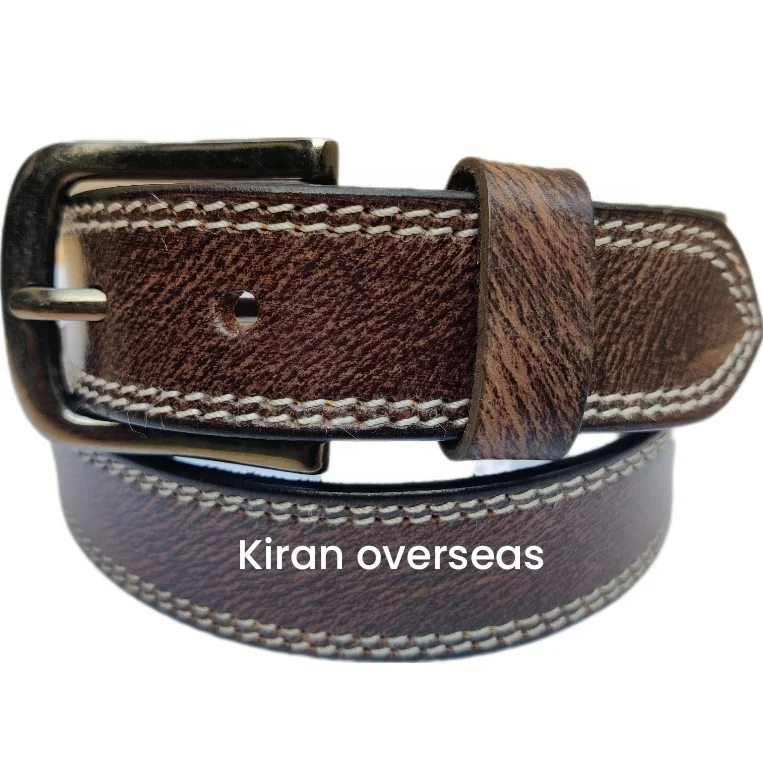 High Quality stitch full grain leather belt handmade for formal wear made of full grain dd leather for mens wear handmade top le